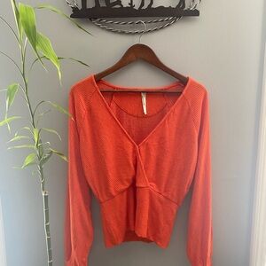 Anthropologie Bright Orange Ribbed Top